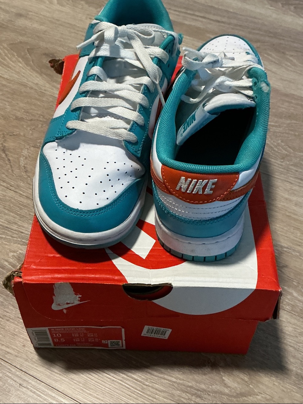 Nike Kids Teal, White and Orange Low-Top Sneakers
